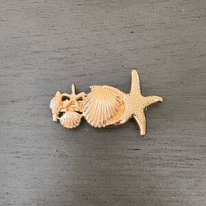 Gold Metal Shell Seashell Scallop Nautilus Starfish Ocean 3" Hair Clip Barrette